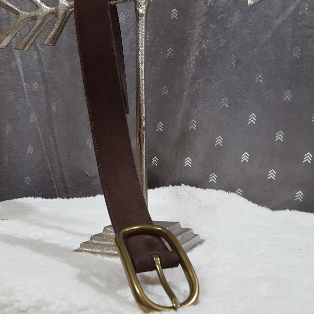 Gap Brown Suede and Brass Leather Belt Size 34